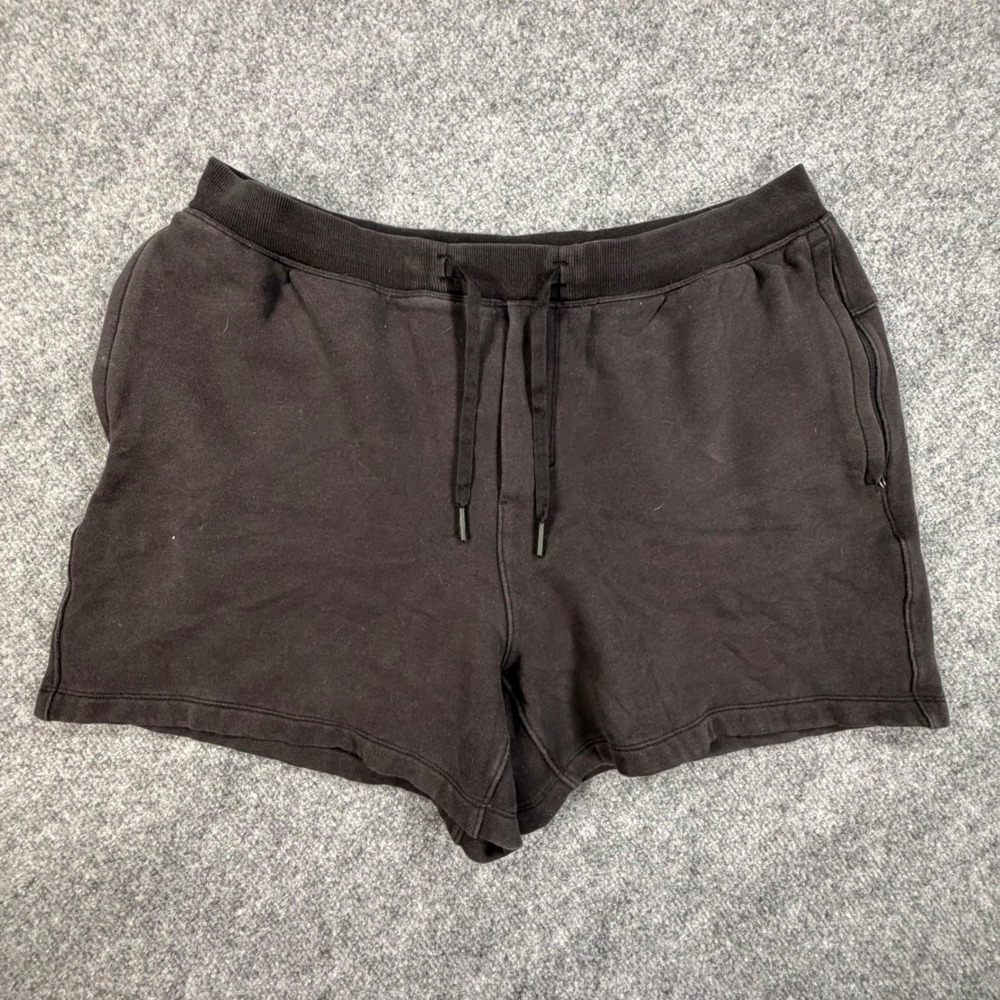 Lululemon City Sweat heavyduty Short 5 Mens XL Black French Terry LM7BD4S 0871